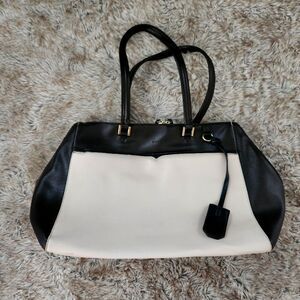 Tutilo Black‎ and White Faux Leather Tote Bag